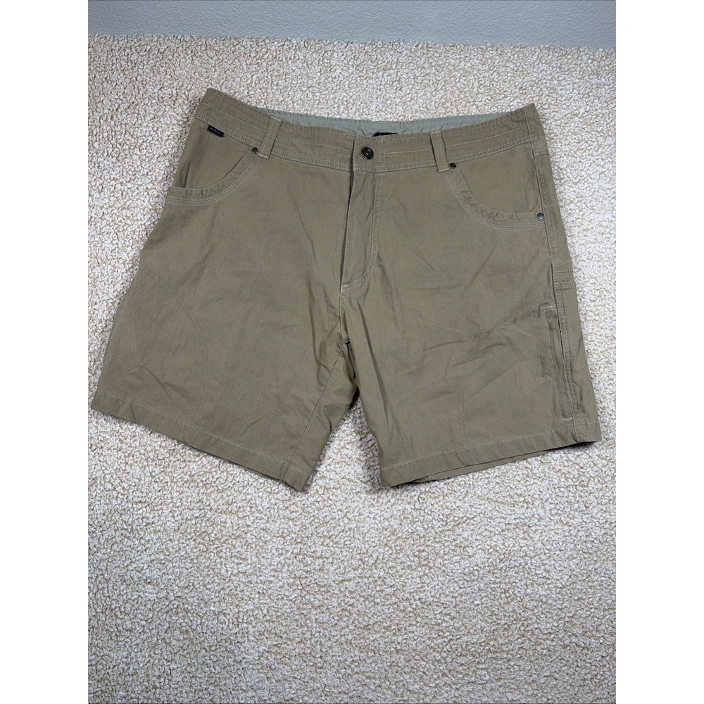 Kuhl Renegade Shorts Mens 38 Khaki Tan Stretch Hiking Outdoor Cargo Shorts